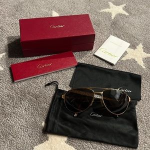 Authentic Cartier Santos Edition Santos Dumont 135 Aviator Sunglasses 🕶